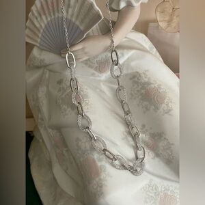 Elegant stardust mesh crystal Silver tone Chain adjustable Necklace